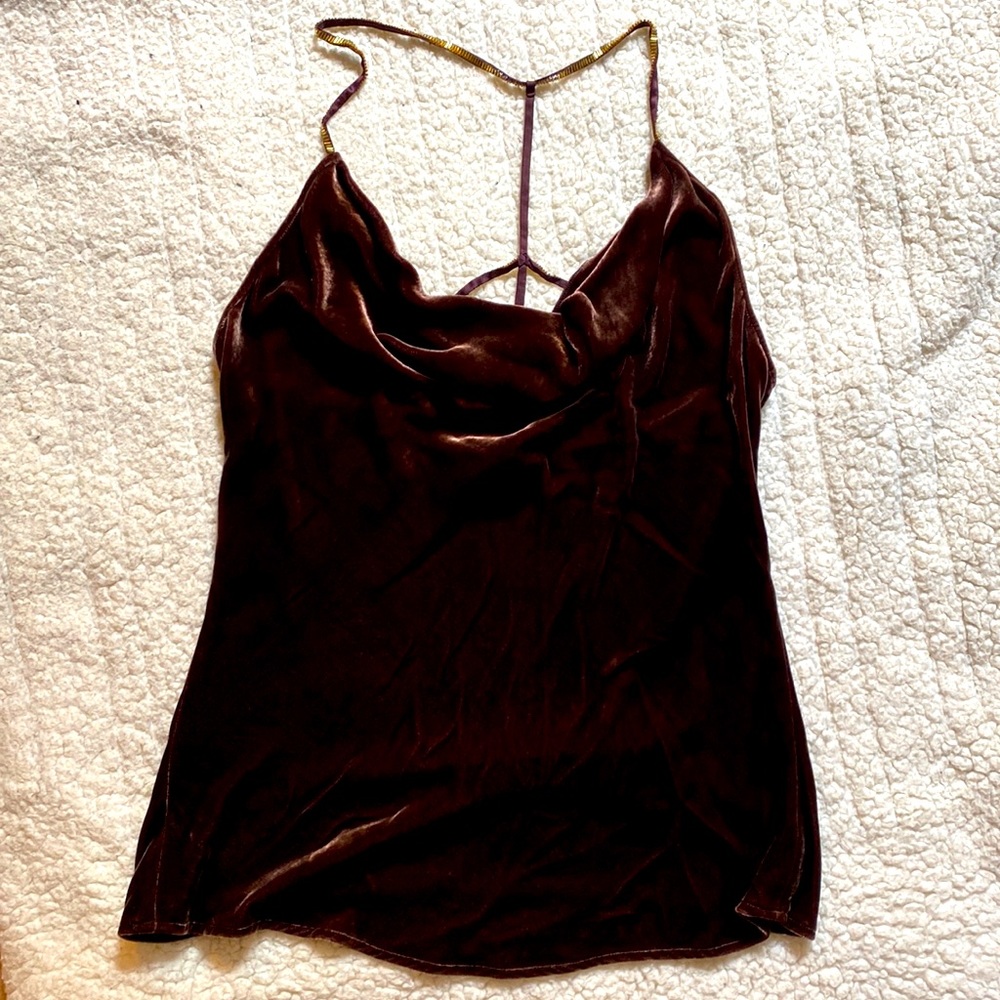 Velvet brown sleeveless dressy top